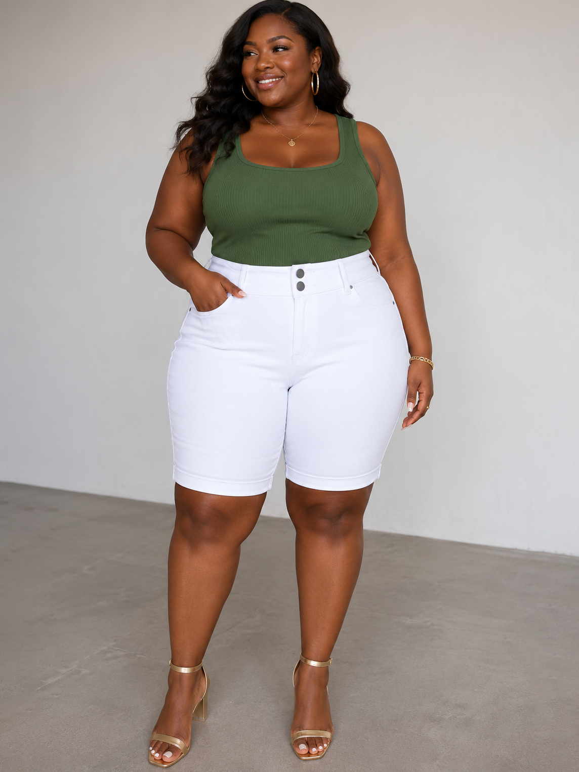 Brianna Denim Plus Size Shorts