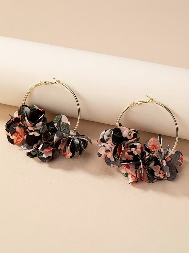 Floral Hoop Earrings, earrings, alternate view