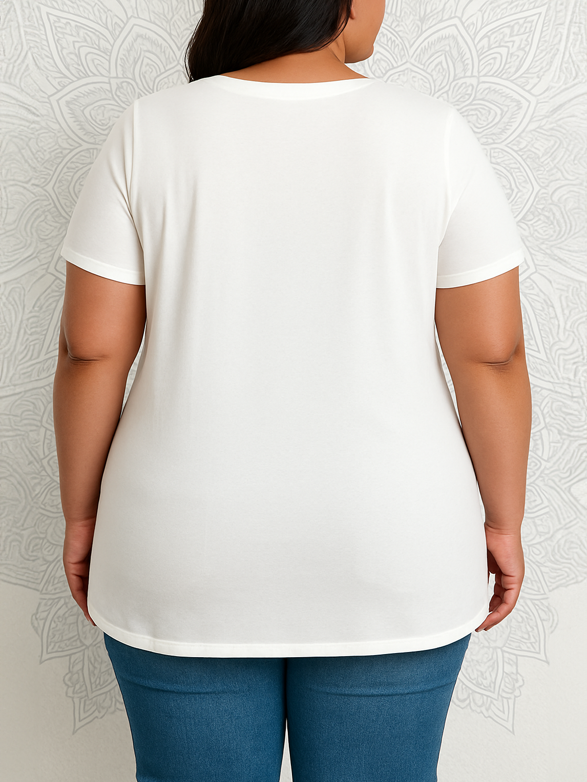 Neva Perfect Plus Size T-shirt in White, plus size t-shirt, alternate view