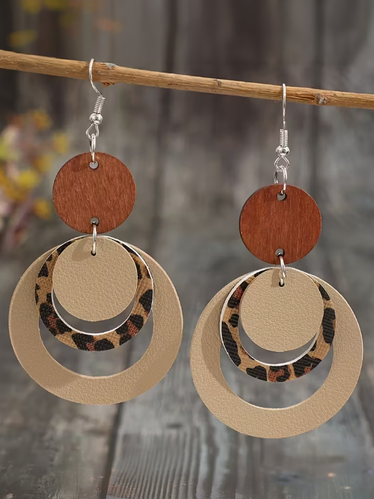 Retro Layered Leopard Earrings alternate view
