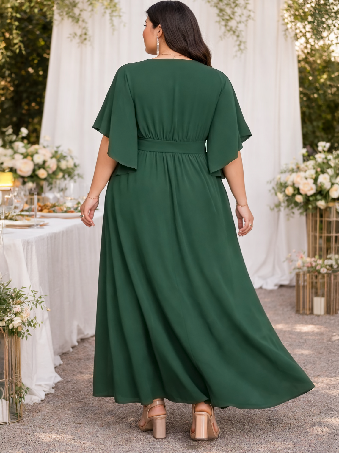 Senna V-Neck Plus Size Dress, plus size dress, alternate view