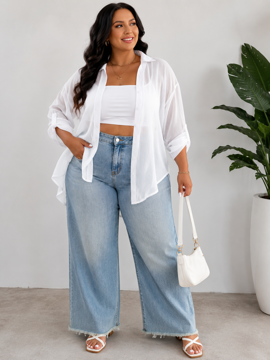 Simone Button Down Plus Size Blouse