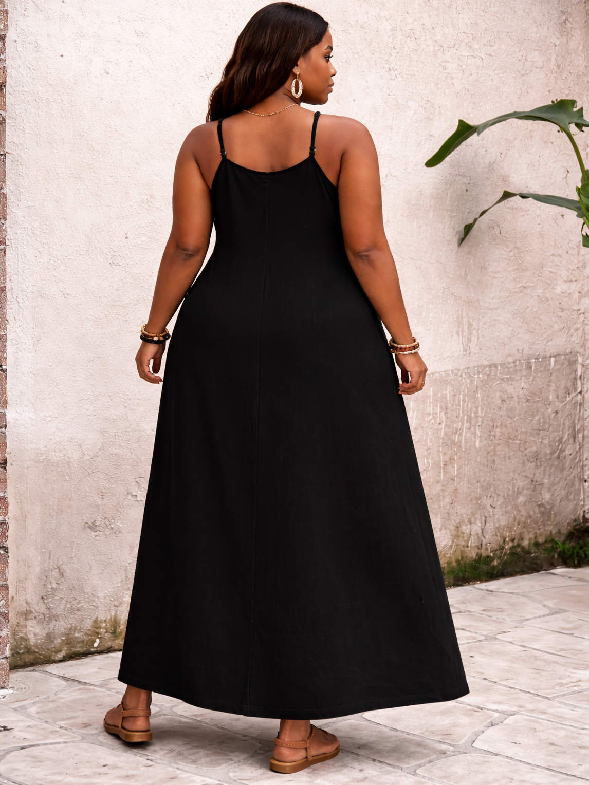 Summy Tropical Leaf Plus Size Maxi Dress alternate view