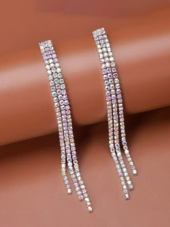 Cascading Rhrinestone Earrings, earrings, detail view
