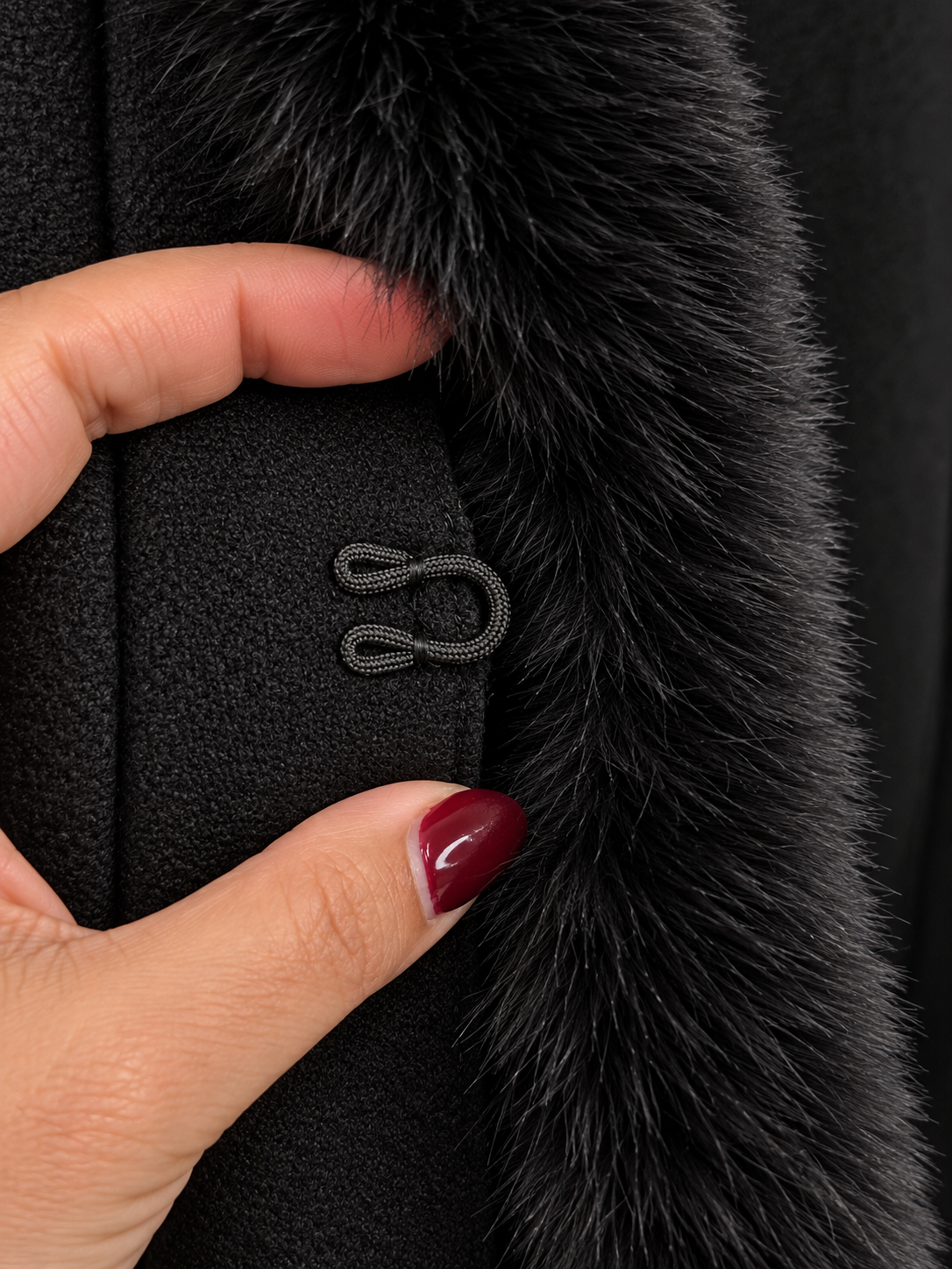 Cape with Faux-Fur Trim in Black