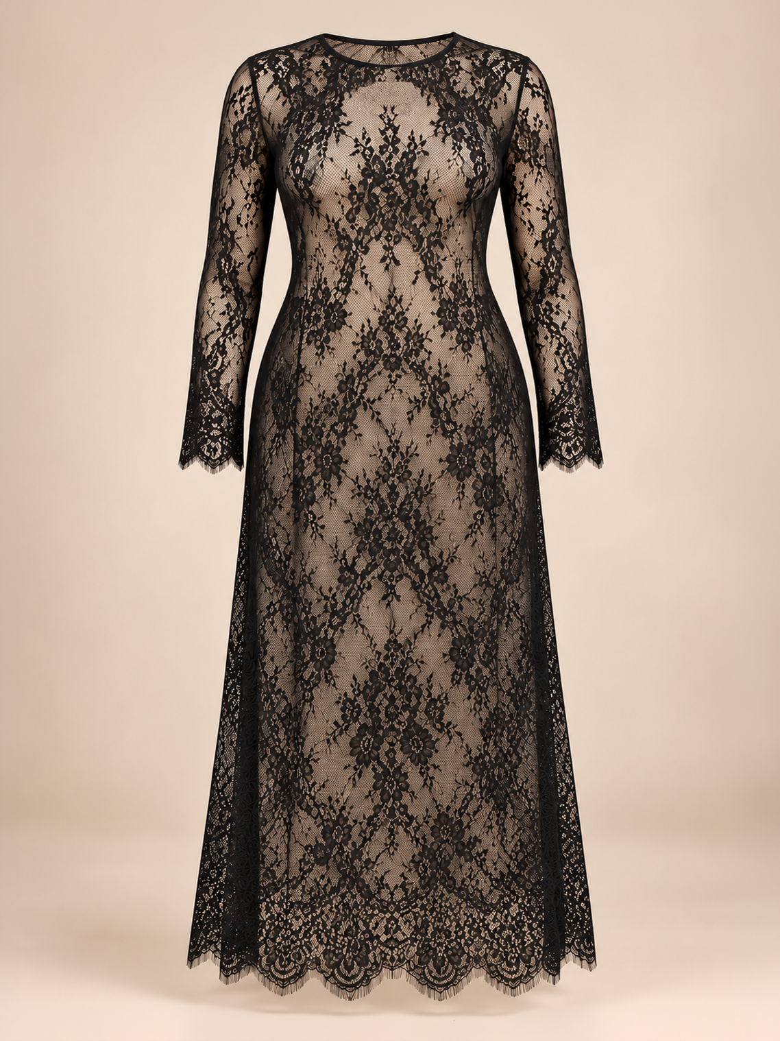 Midnight Elegance Plus Size Lace Overlay
