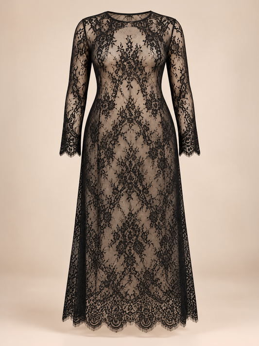 Midnight Elegance Plus Size Lace Overlay