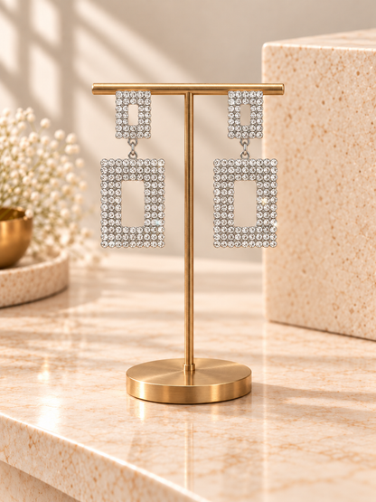Rhinestone Square Earrings