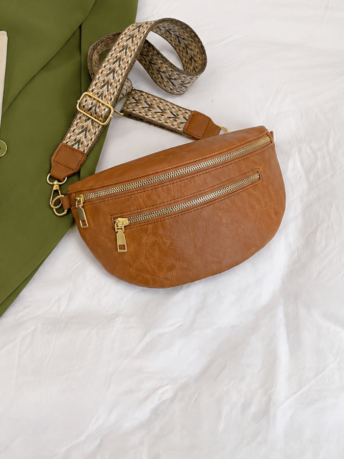 Double Pocket Fanny Pack in Cognac