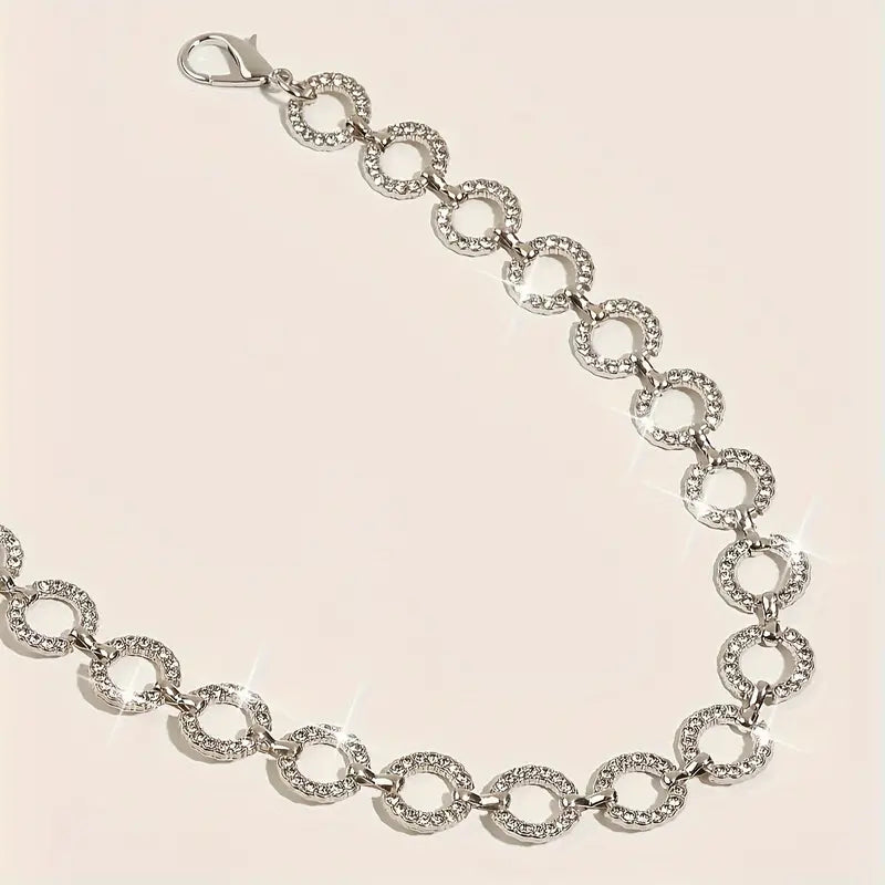 Plus Size Chain Belt with Rhinestone Discs, belt, alternate view