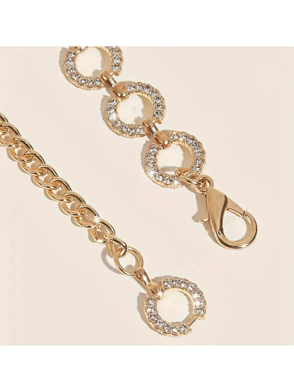 Plus Size Chain Belt with Rhinestone Discs, belt, detail view