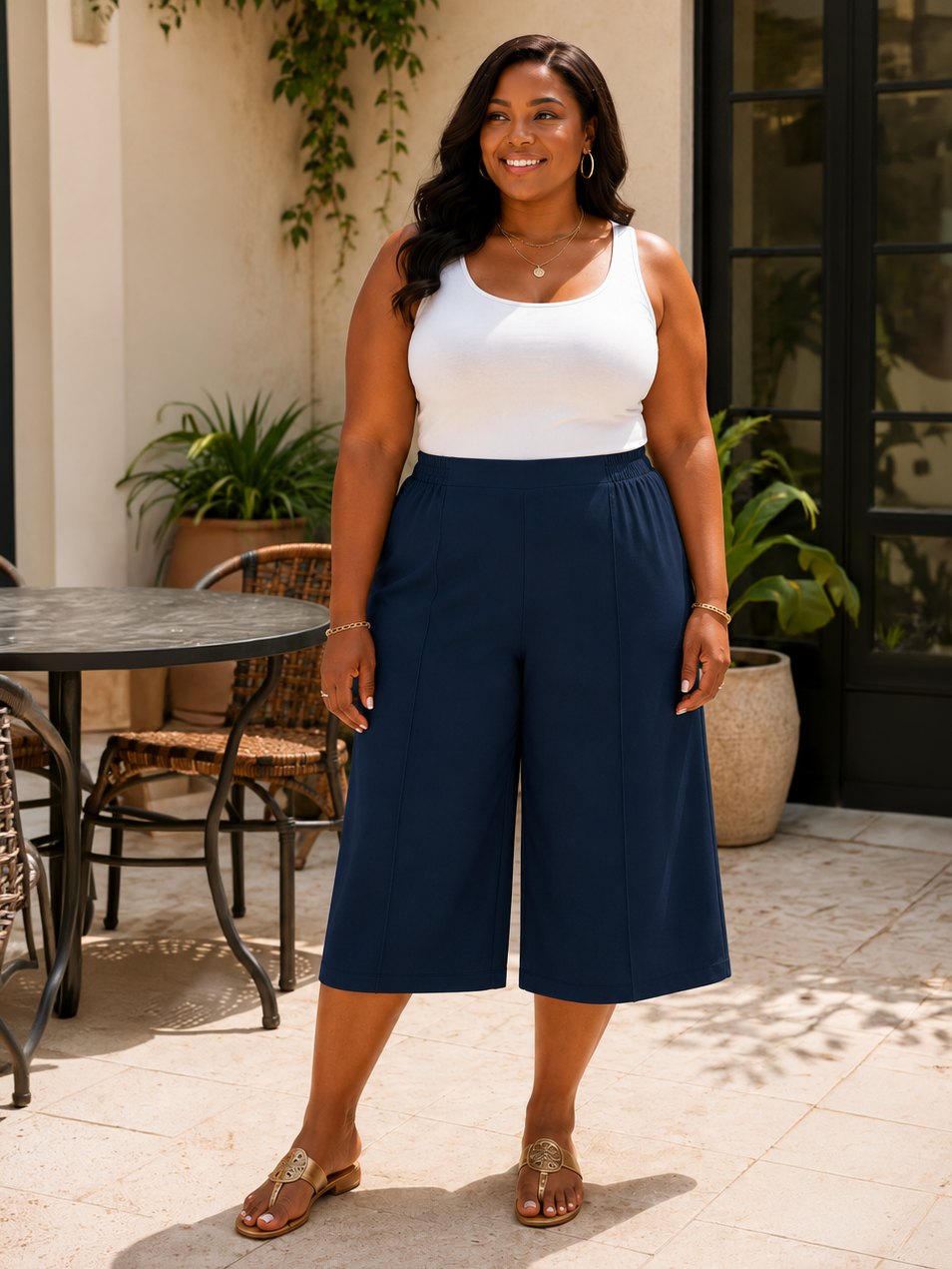 Angie Pull On Plus Size Culotte