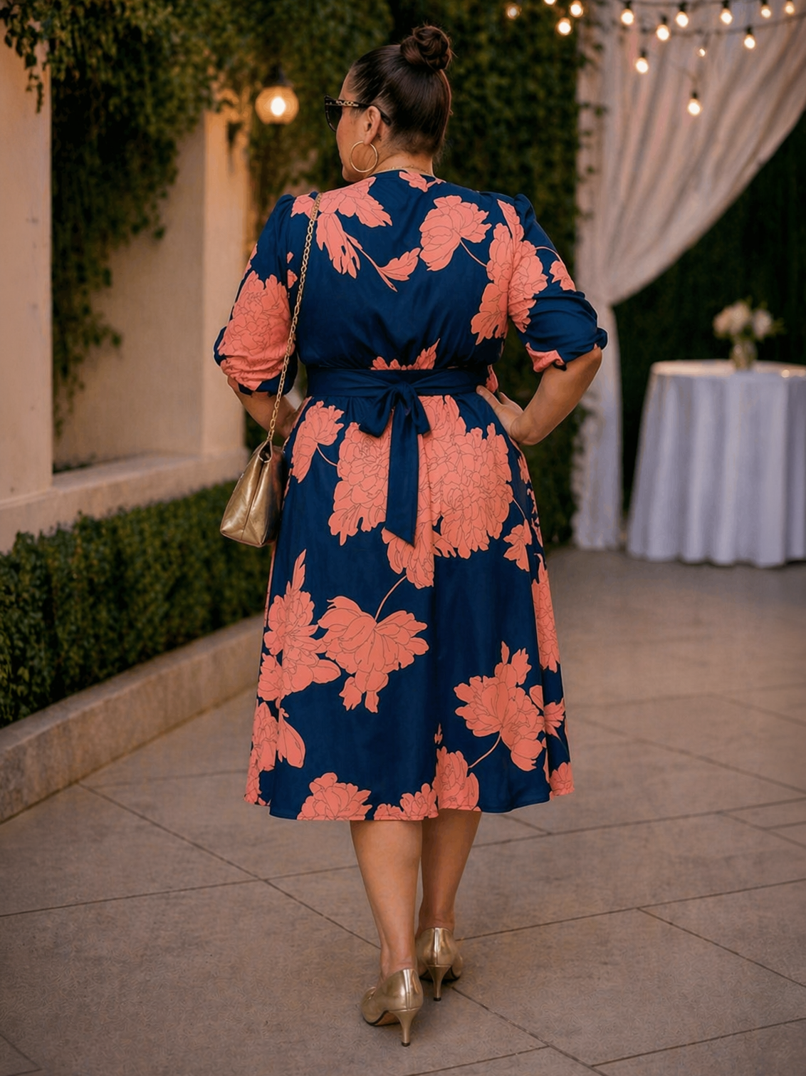 April Floral Print Plus Size Dress, plus size dress, alternate view