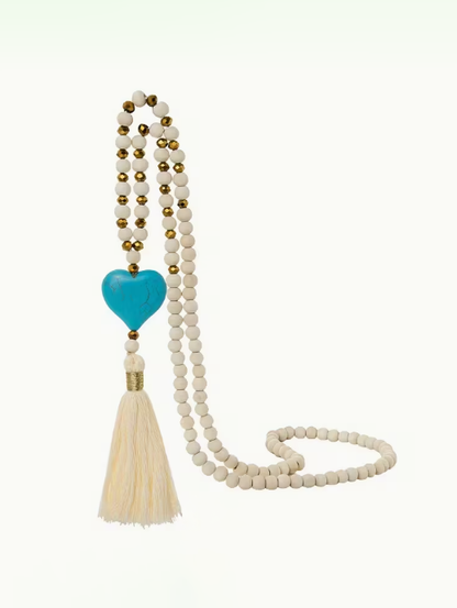 Bohemian Chic Beaded Heart Necklace, necklace, product view