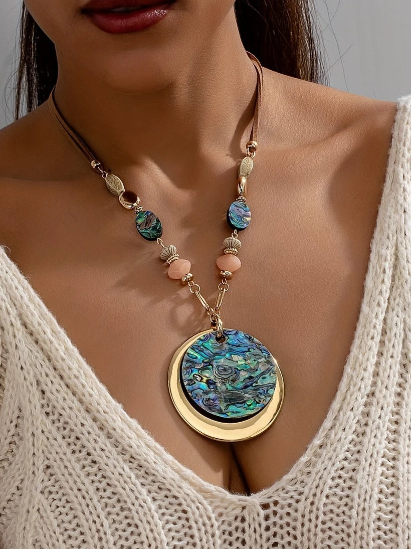 Bohemian Vintage Necklace, earrings, styled view