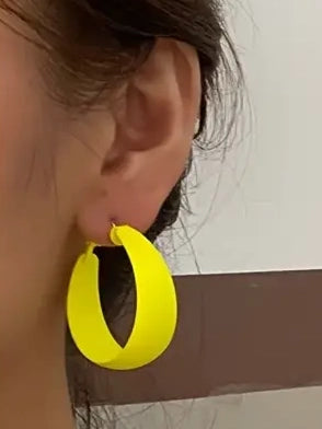 Bold Statement Yellow Hoops, earrings, front view