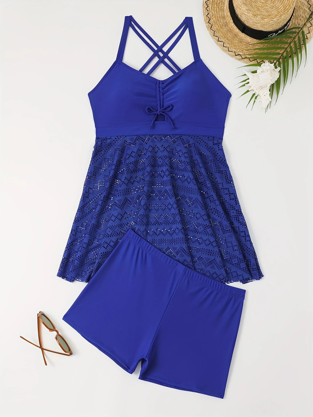 Charlotte Two-Piece Tankini Set Plus-Size Swimwear, plus size swimwear, front view