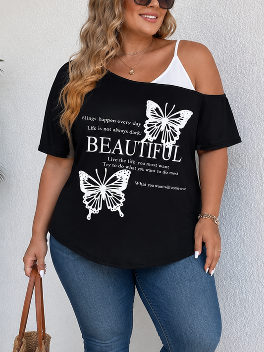 Butterfly Printed Plus Size Top