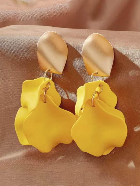 Petal Dangle Earrings in Yellow