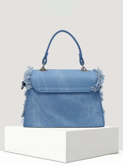 Distressed Denim Mini Bag, bag, alternate view