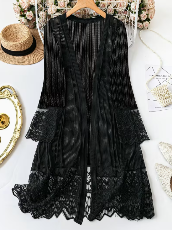 Elena Sheer and Lace Plus Size Kimono