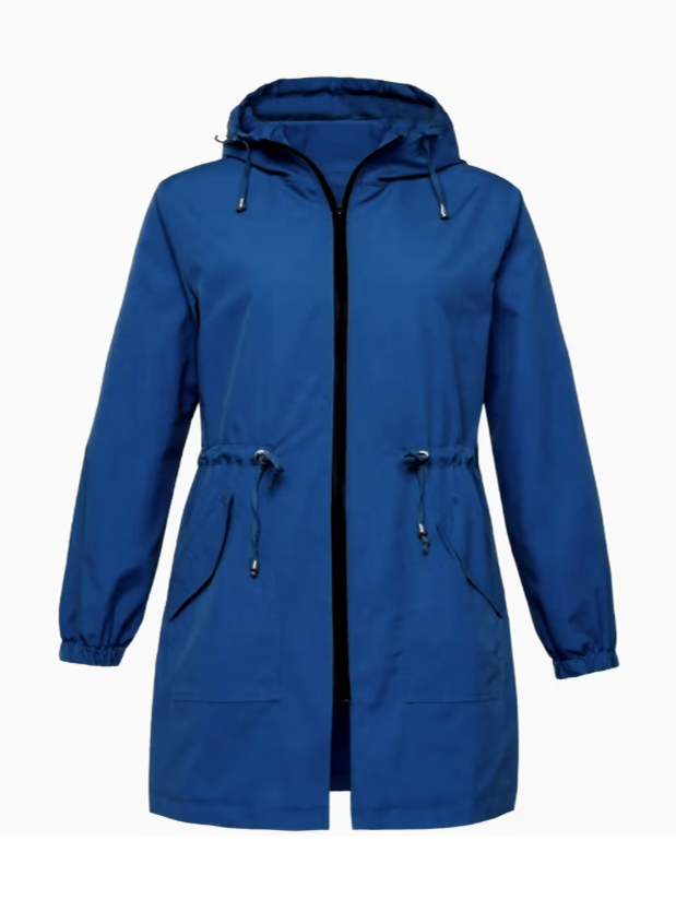 Esperanza Hooded Plus Size Jacket in Royal Blue, plus size outerwear, detail view