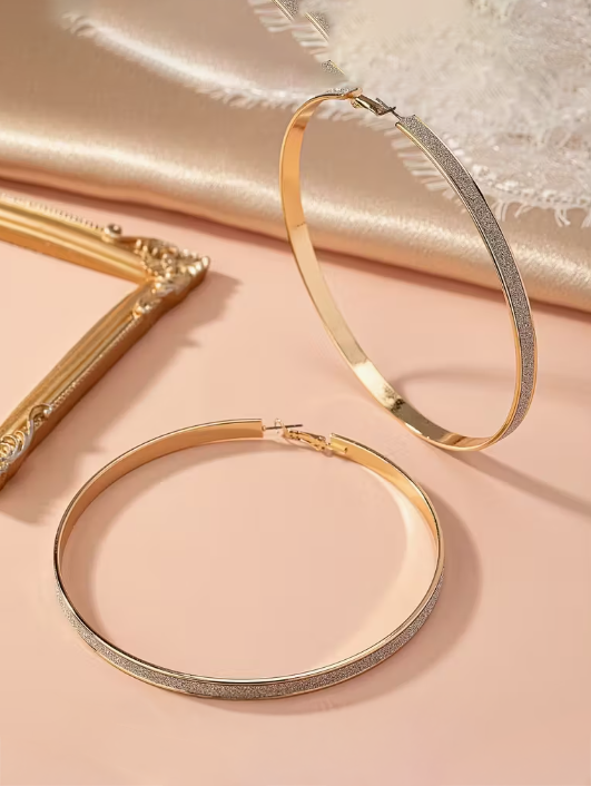 Exaggerated Hoops in Gold and Silver, earrings, alternate view