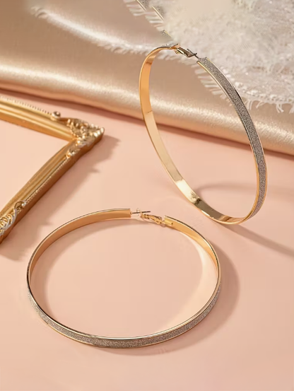 Exaggerated Hoops in Gold and Silver, earrings, alternate view