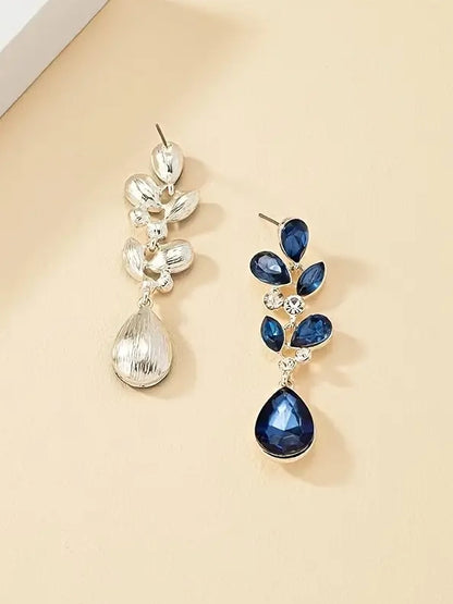 Faux Gemstone Dangle Earrings in Navy, earrings, detail view