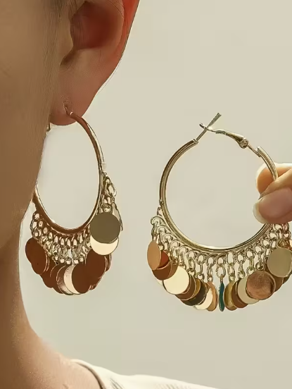 Golden Layered Hoop, earrings, alternate view