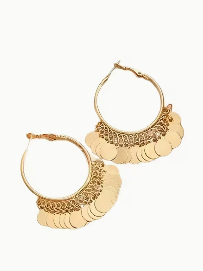 Golden Layered Hoop, earrings, styled view