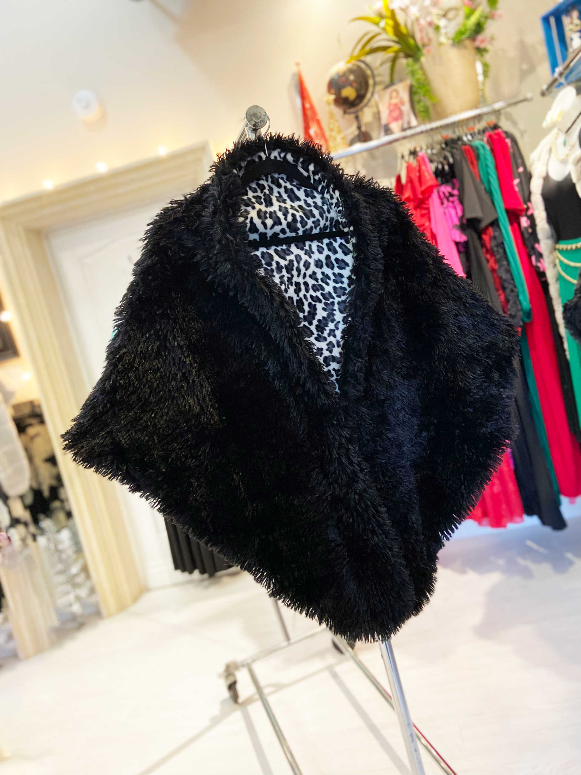 Handmade Reversible Faux Fur Plus Size Stole, plus size outerwear, front view