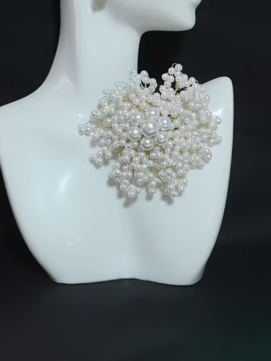 Handmade Unique Floral Brooch, bracelet, alternate view