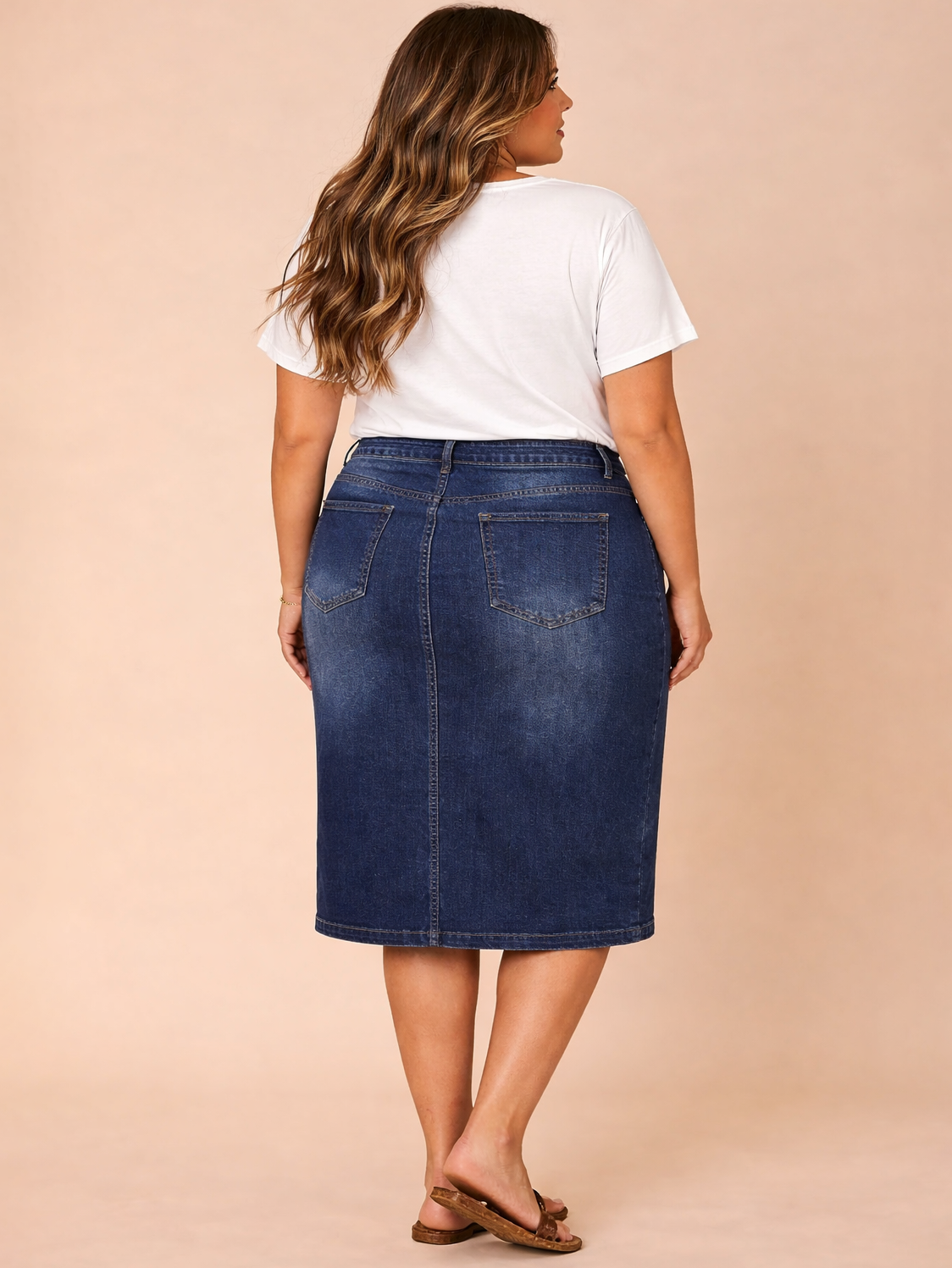 Kally Plus Size Denim Skirt, plus size skirt, alternate view