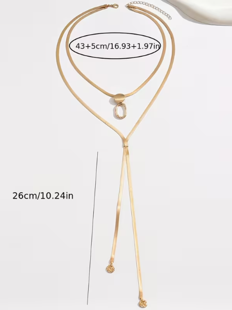 Layered Gold Lariat Statement Necklace, necklace, alternate view