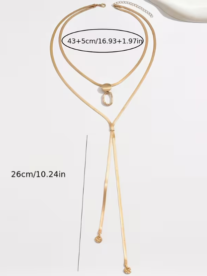 Layered Gold Lariat Statement Necklace, necklace, alternate view