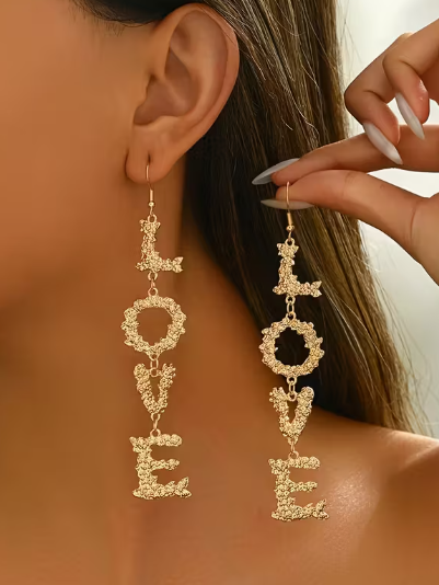 Love Layered Dangle Earring, earrings, front view