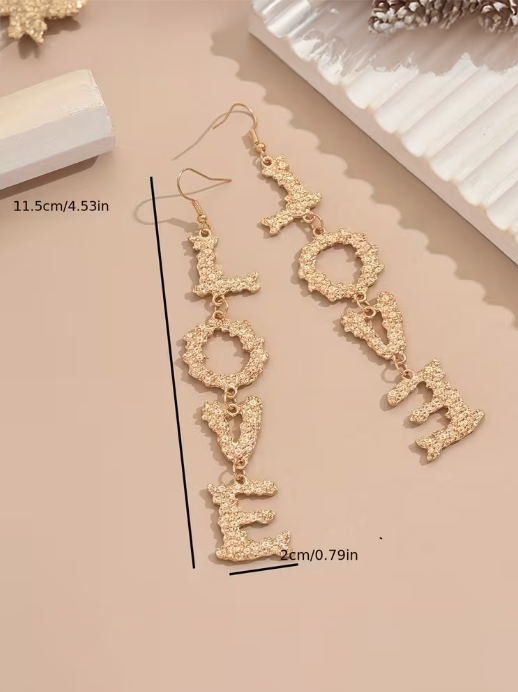 Love Layered Dangle Earring, earrings, detail view