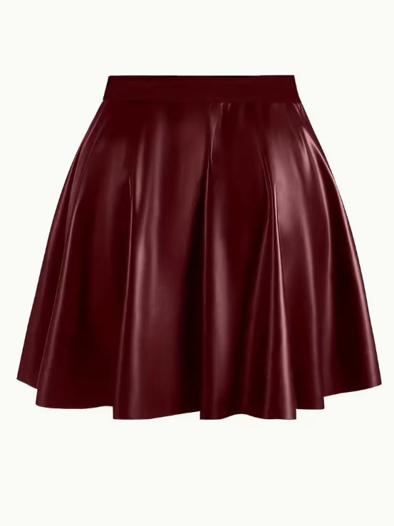 Marielle Faux Leather Plus Size Skirt, plus size skirt, alternate view
