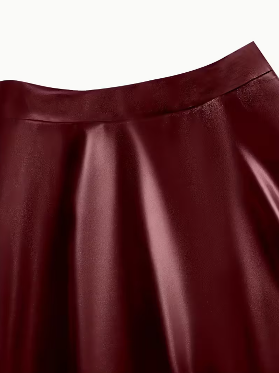 Marielle Faux Leather Plus Size Skirt, plus size skirt, detail view