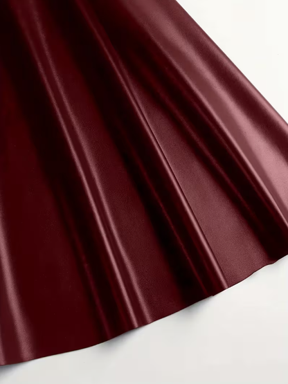 Marielle Faux Leather Plus Size Skirt, plus size skirt, styled view