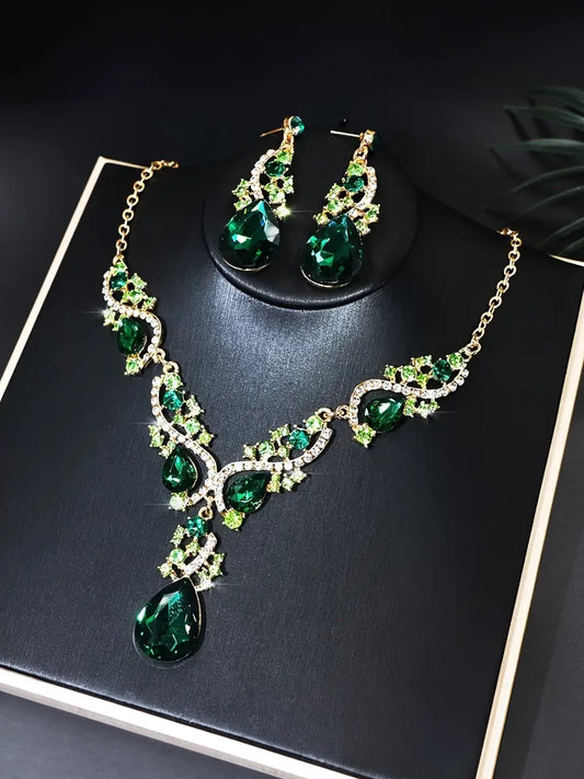 Mermaid Dazzle Necklace and Earring Set, earrings, front view