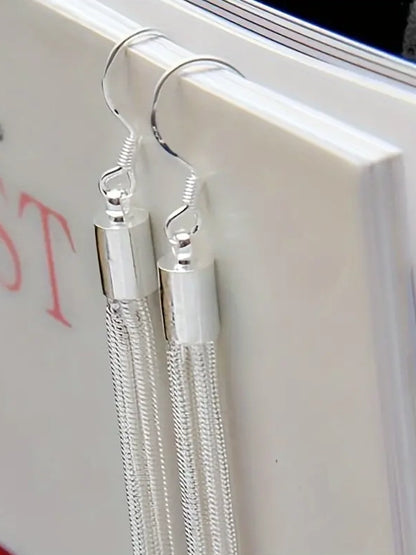 Metal Tassel Earrings, earrings, alternate view