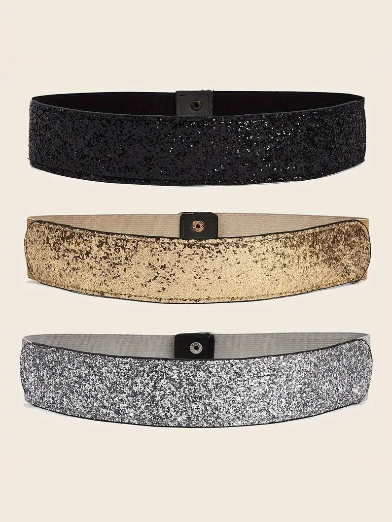 Metallic Glitter Plus Size Belt, belt, front view