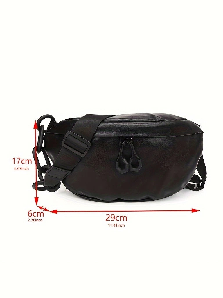 Minimalist Faux Leather Fanny Pack in Black, bag, alternate view