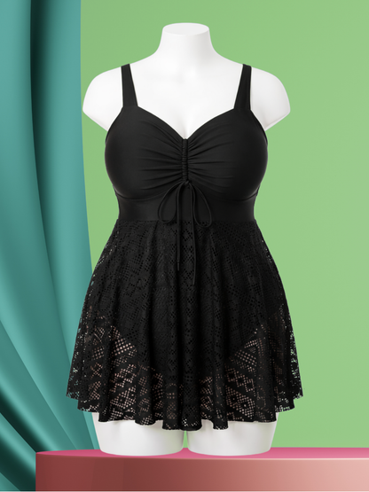 Natalia One Piece Plus Size Swim Dress, plus size dress, front view