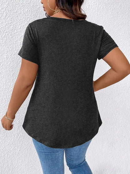 Neva Perfect Plus Size T-shirt in Grey, plus size t-shirt, alternate view