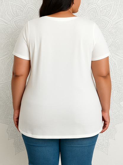 Neva Perfect Plus Size T-shirt in White, plus size t-shirt, alternate view