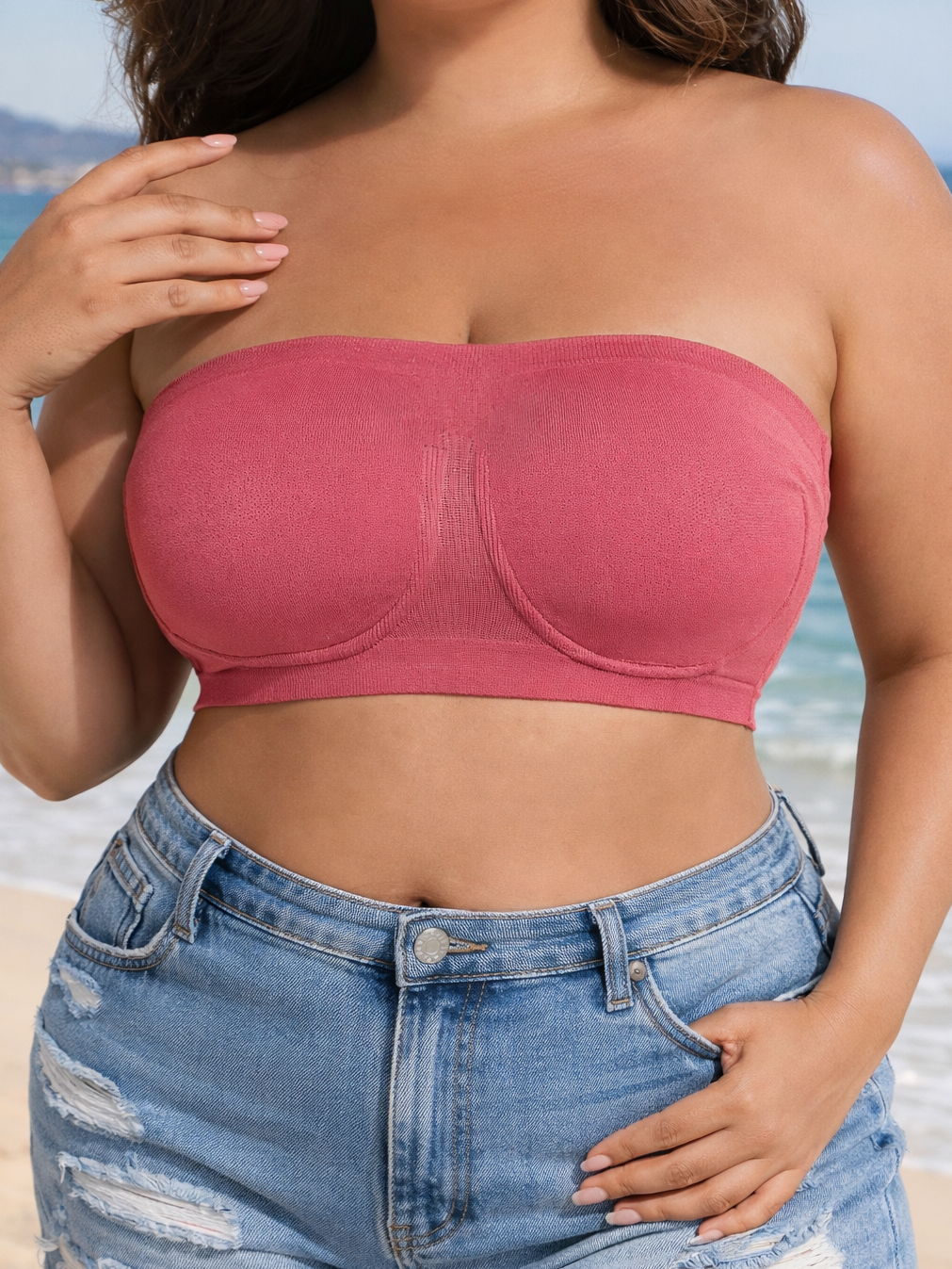 Noa Seamless Plus Size Bandeau, plus size bra, front view