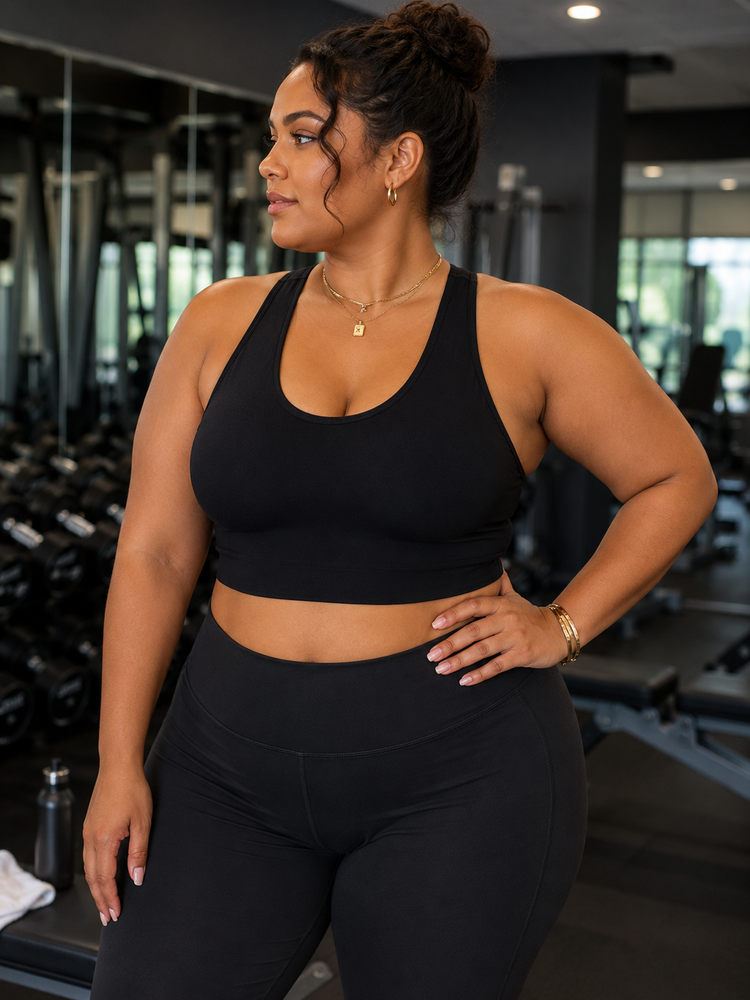 Noir Plus Size Sports Bra by Run Free by Vee